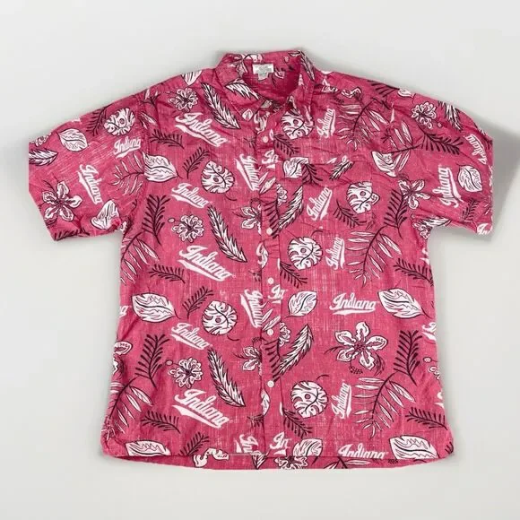 Vintage Mens Red Indiana Hoosiers Shirt Button Up Size XL Wes and Willy - Picture 1 of 4